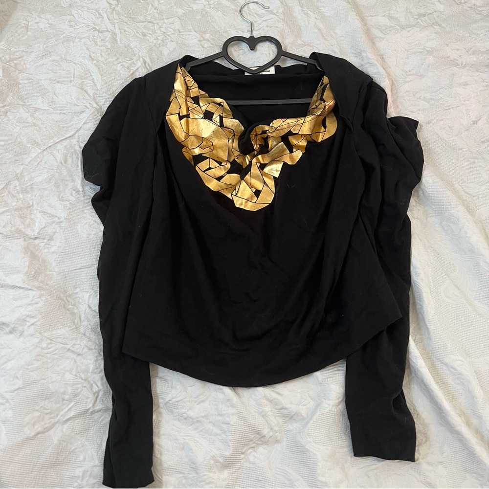 Vivienne Westwood Black and Gold Drape Front Women's Top